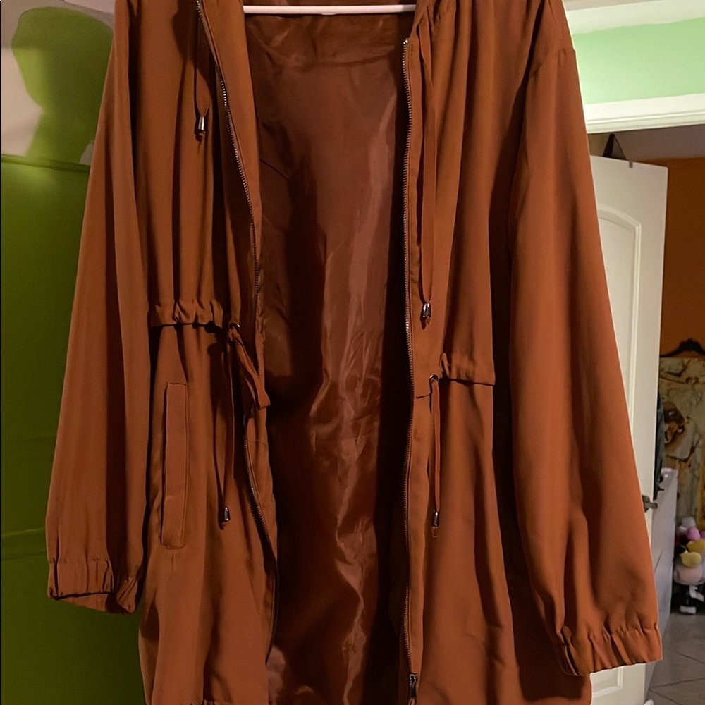 Forever 21 Brown Utility Jacket with Drawstring Waist